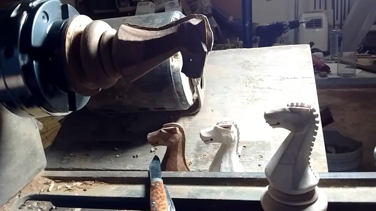 A taste of things to come: carving the knights! Make a chess set. Conrad Craft