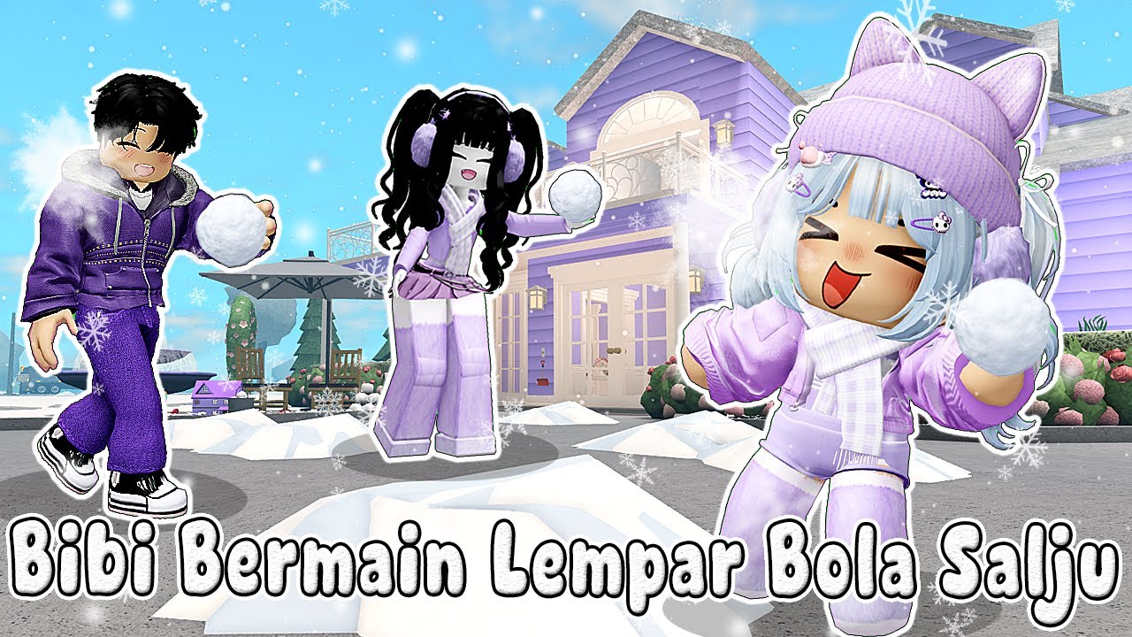 BIBI DAN MAMI PAPI BERMAIN PERANG BOLA SALJU SERU SEKALI || BLOXBURG🏡 ROBLOX INDONESIA