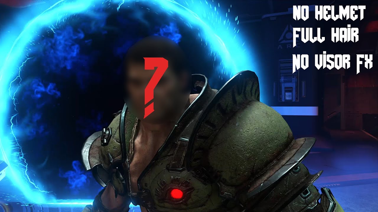 DOOM Eternal - Full Hair Helmetless Slayer & Removed Visor FX - All Cutscenes