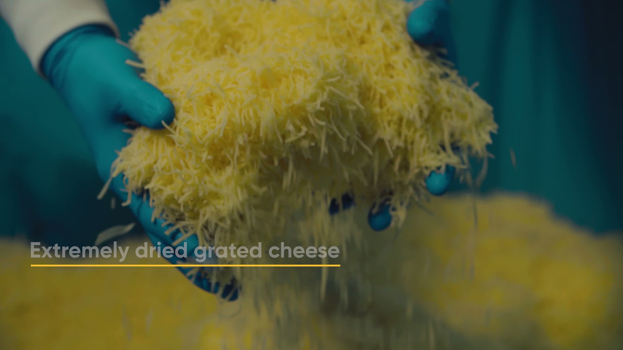 Extremely dried, crunchy cheese for snack food manufacturers...