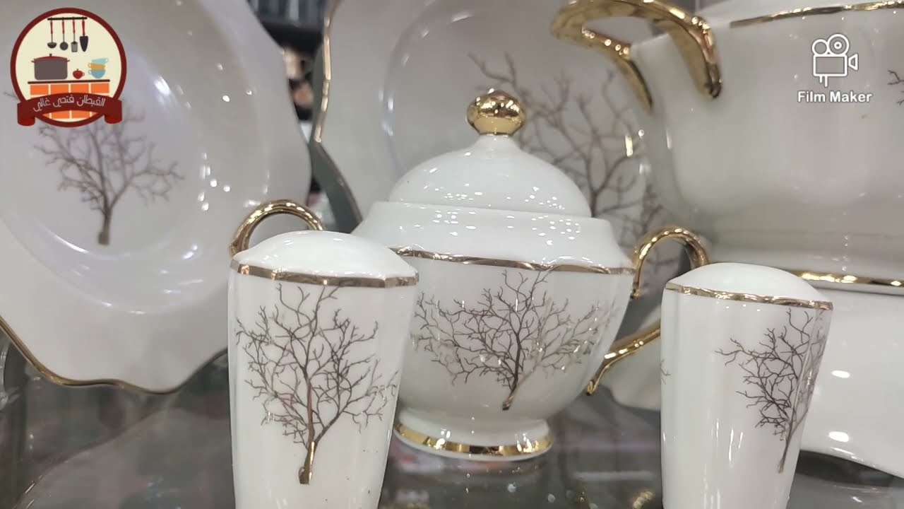 نصف طقم صيني رسمة الشجرة🌳 المدهب والفضي💞 #مول_القبطان 💙