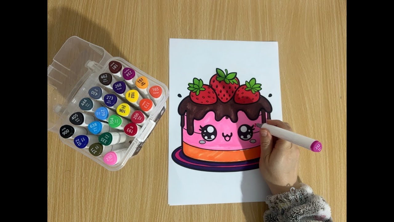 Calm cake coloring 🍰 | relaxing coloring with markers