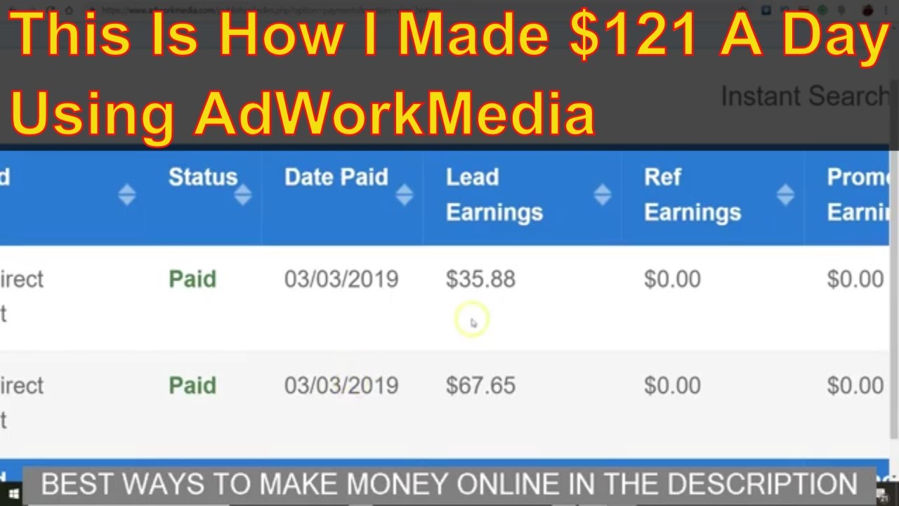 This Is How I Made $121 A Day Using AdWorkMedia - CPA Marketing - Make Money Online