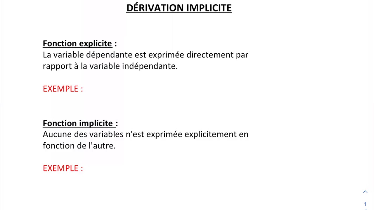 Dérivation implicite