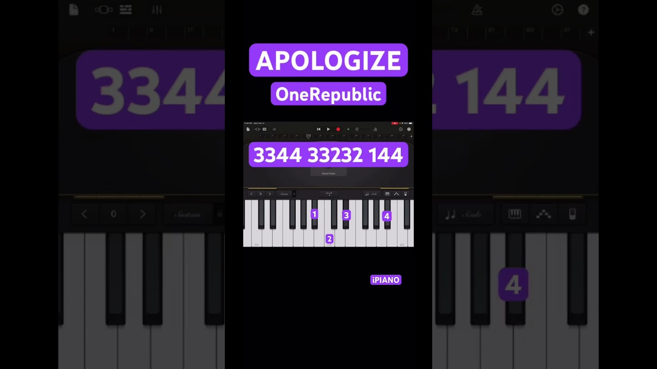 Apologize - OneRepublic Timbaland EASY PIANO Tutorial #onerepublic #shorts #ytshorts #tiktok #trend