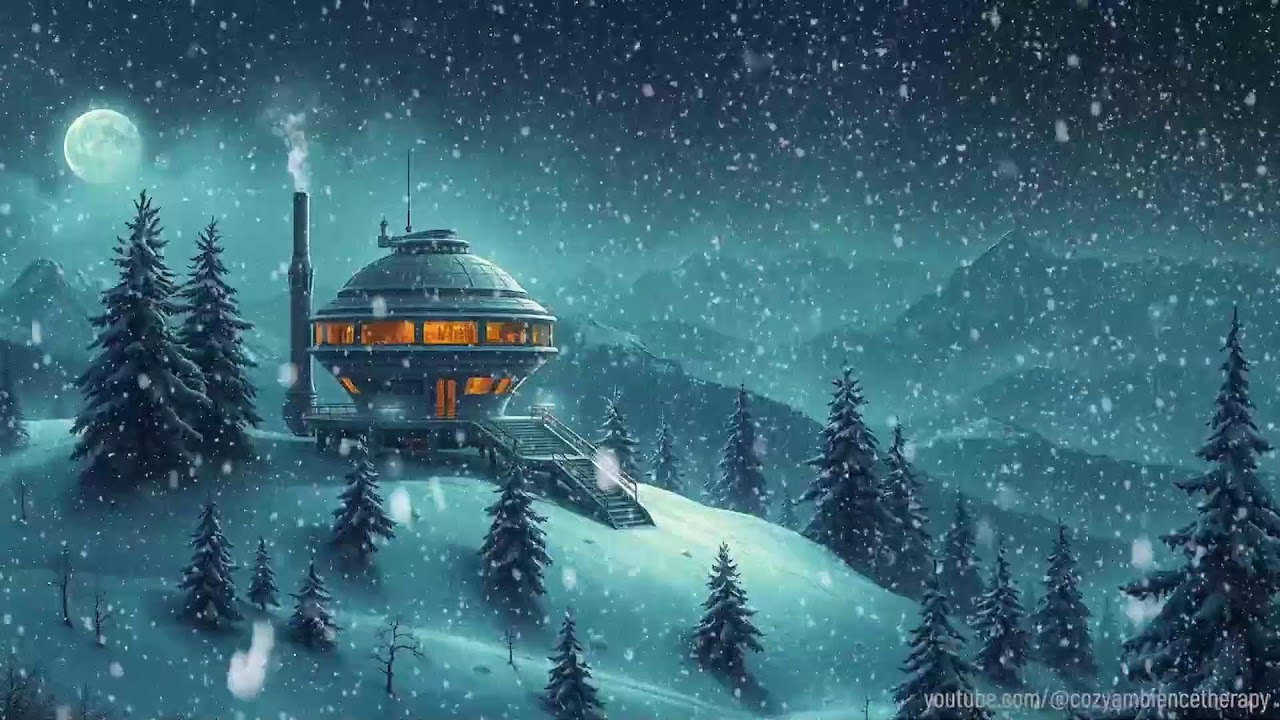 Isolated Outpost On A Winter Evening ❄️ Relaxing Jazz ❄️ Snow Falling