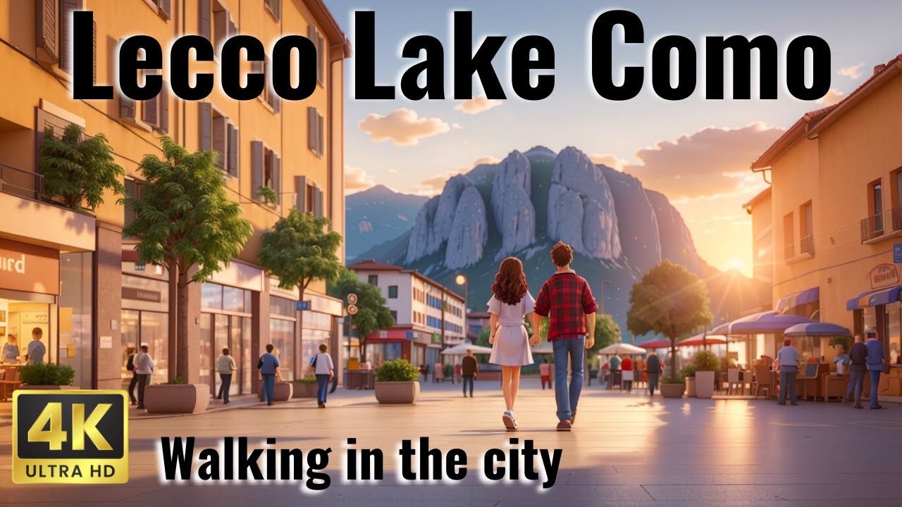🇮🇹 Autumn Sunset Walk in Lecco, Lake Como - Lakefront to Historic Center | Italy Walking Tour