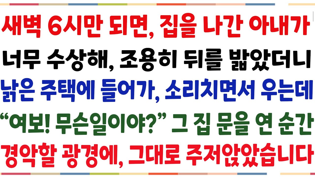 (반전신청사연)새벽 6시만 되면 집을 나간 아내가 너무 수상해, 조용히 뒤를 밟기 시작했더니 낡은 주택에 들어가 우는데