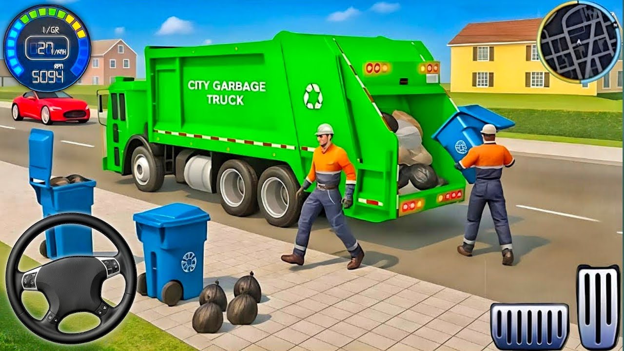 Garbage Trash Truck Realistic Simulator 3D - City Road Garbage Dumper Truck Games - Android GamePlay