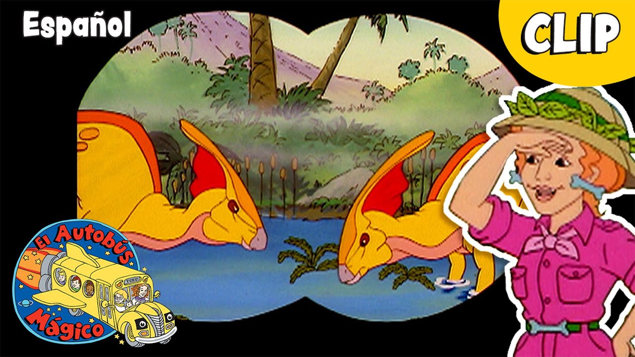 Observando el Parasaurolophus | Dinosaurios | Ciencia para niños | El Autobús Mágico