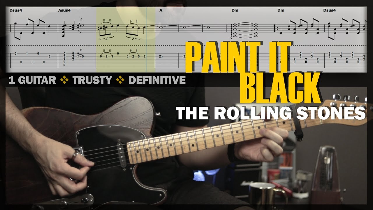 Paint It Black | Guitar Cover Tab | Solo Lesson | Backing Track with Vocals 🎸 THE ROLLING STONES