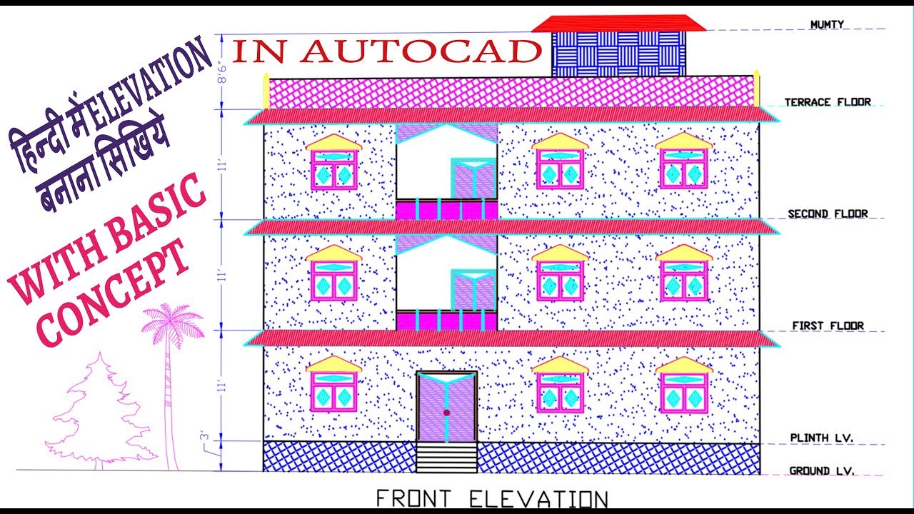 Making ELEVATION View of Floor PLAN in AutoCad | Building ELEVATION | Complete Tutorial in Hindi