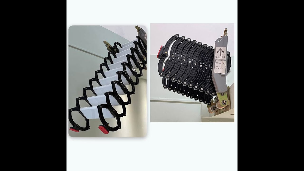 Wall-mounted folding telescopic attic ladder 3-9.84ft