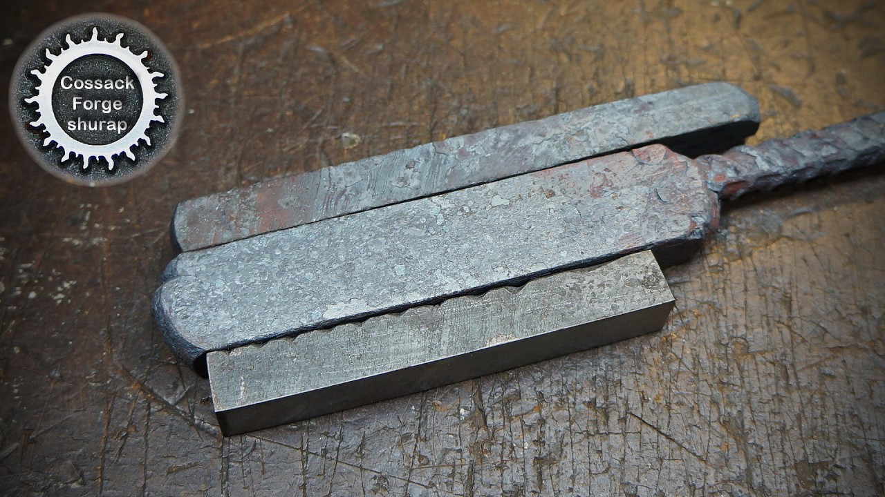Blade made from scraps of Damascus steel.