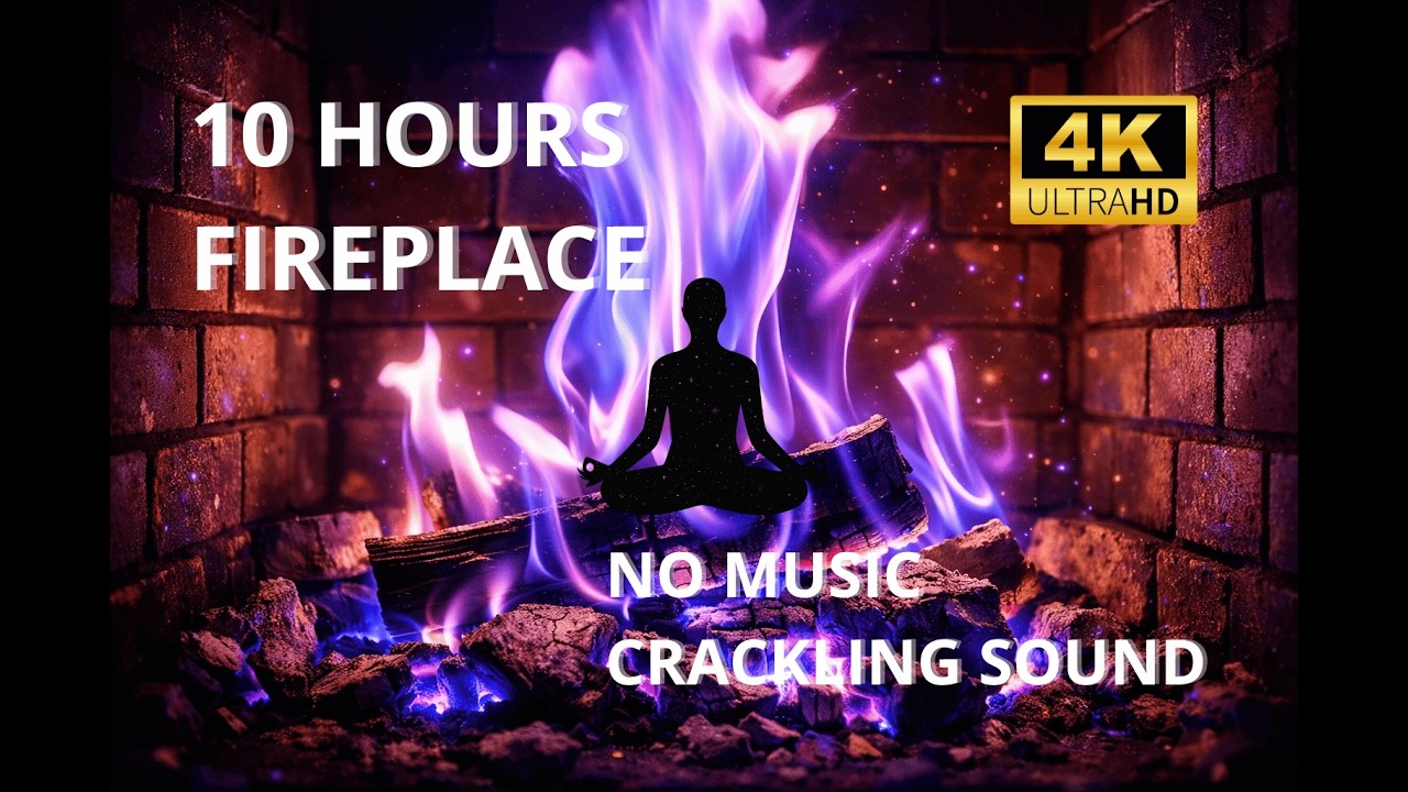 Purple Wood Fire  💜 4K UHD | Hypnotic Flames & Deep Relaxing Ambience - No Music