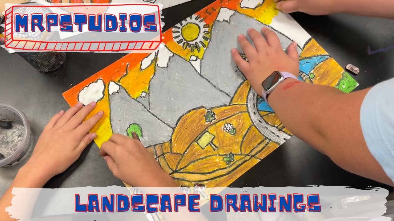 Art Lessons For Kids: Patterned Landscape Drawings