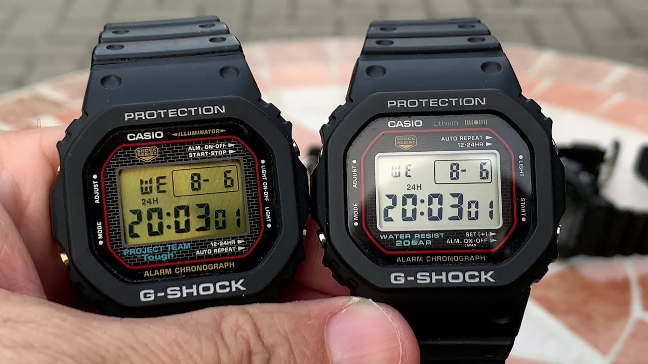 G-Shock DW-5000R flat bezel mounted on DW-5040PG