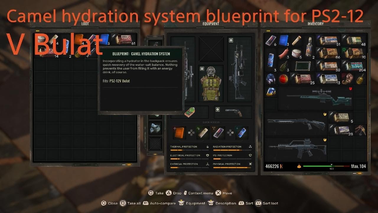 S.T.A.L.K.E.R. 2: Camel Hydration system blueprint location for PS2-12V Bulat body Armour