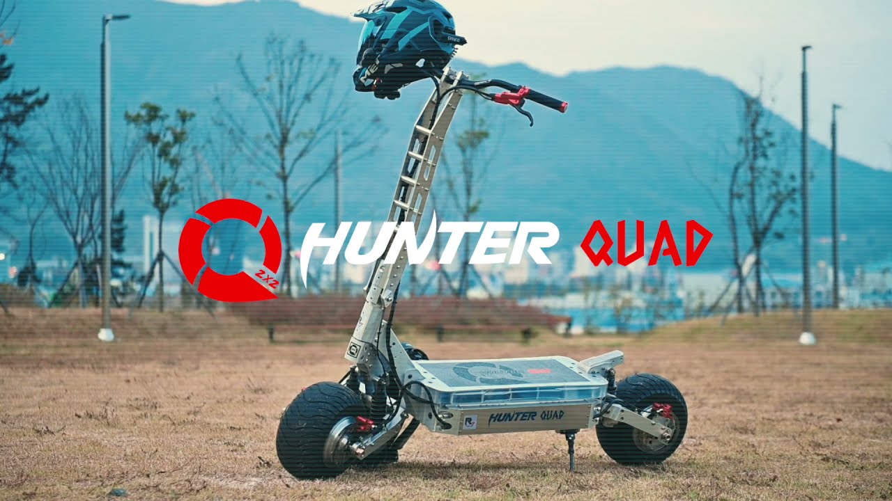 Hunterquad, Hyper e-scooter made in Korea. Max power 14000w, Quad motors system, 72v 50/75Ah battery