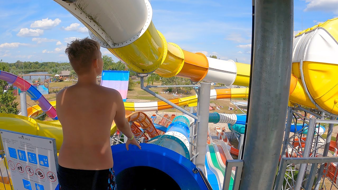Scary Space Hole Water Slide at Kisvárda AquaCinema