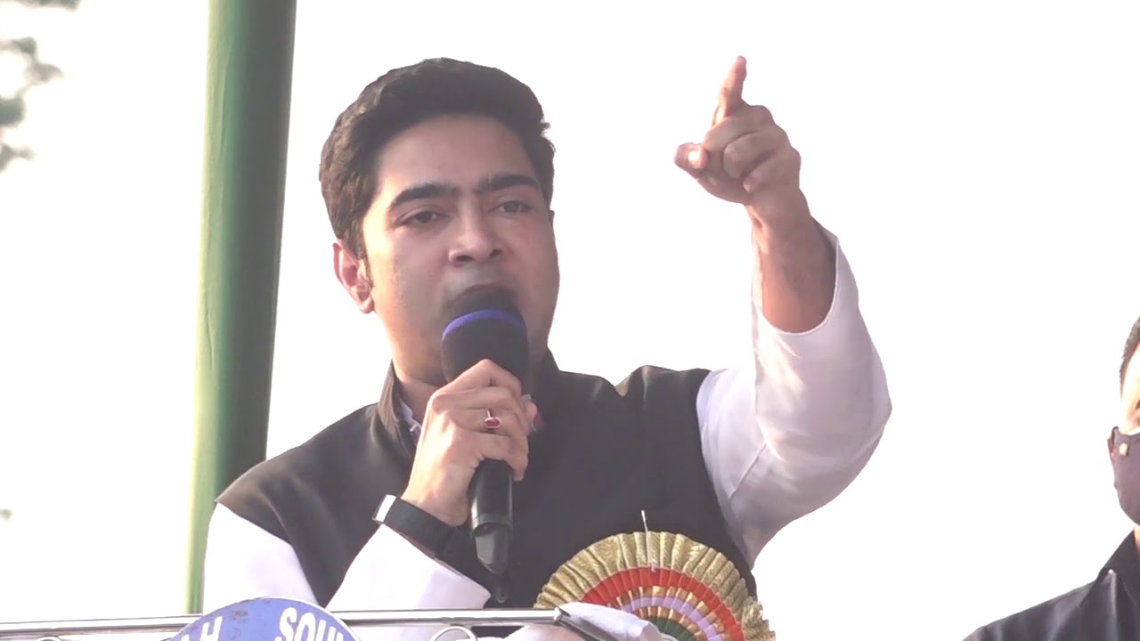 Abhishek Banerjee addresses a public meeting at Muchisha Football Ground, Diamond Harbour