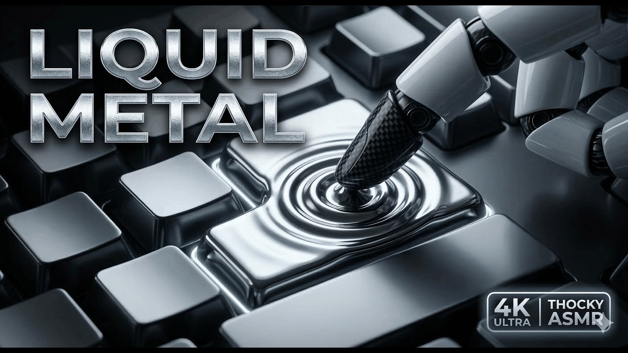 1 HOUR Liquid Mercury Keyboard ASMR ⌨️ Robotic Finger & Metal Ripple | 4K Thocky Mechanical Loop