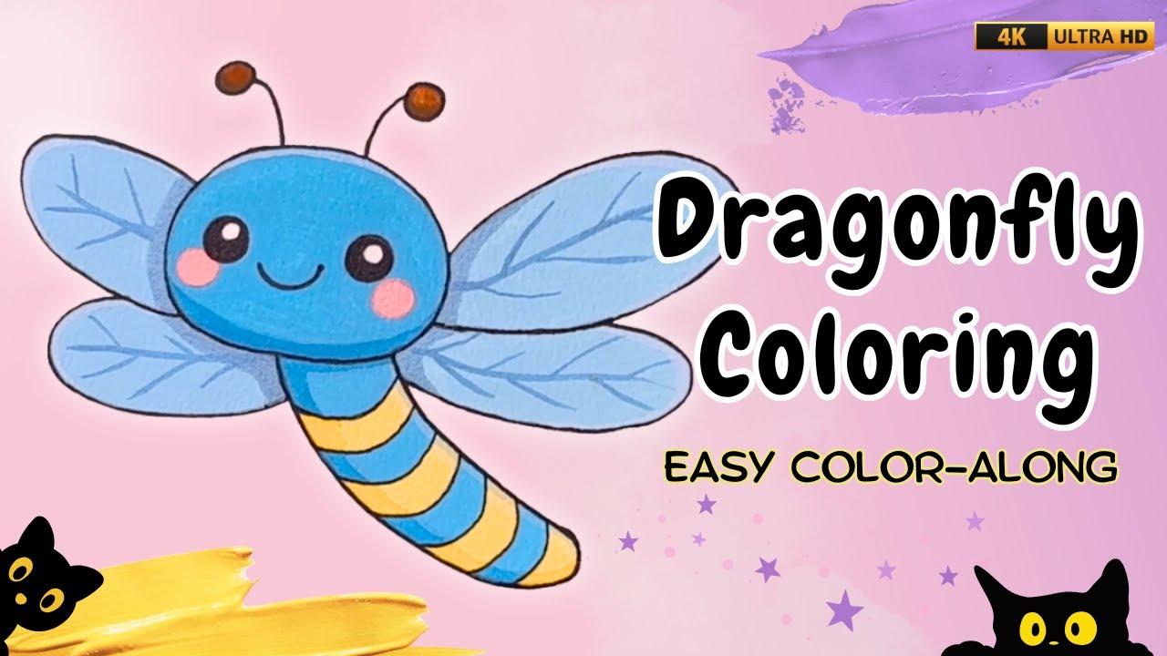 How to Color a Cute Dragonfly | Easy Color-Along for Kids