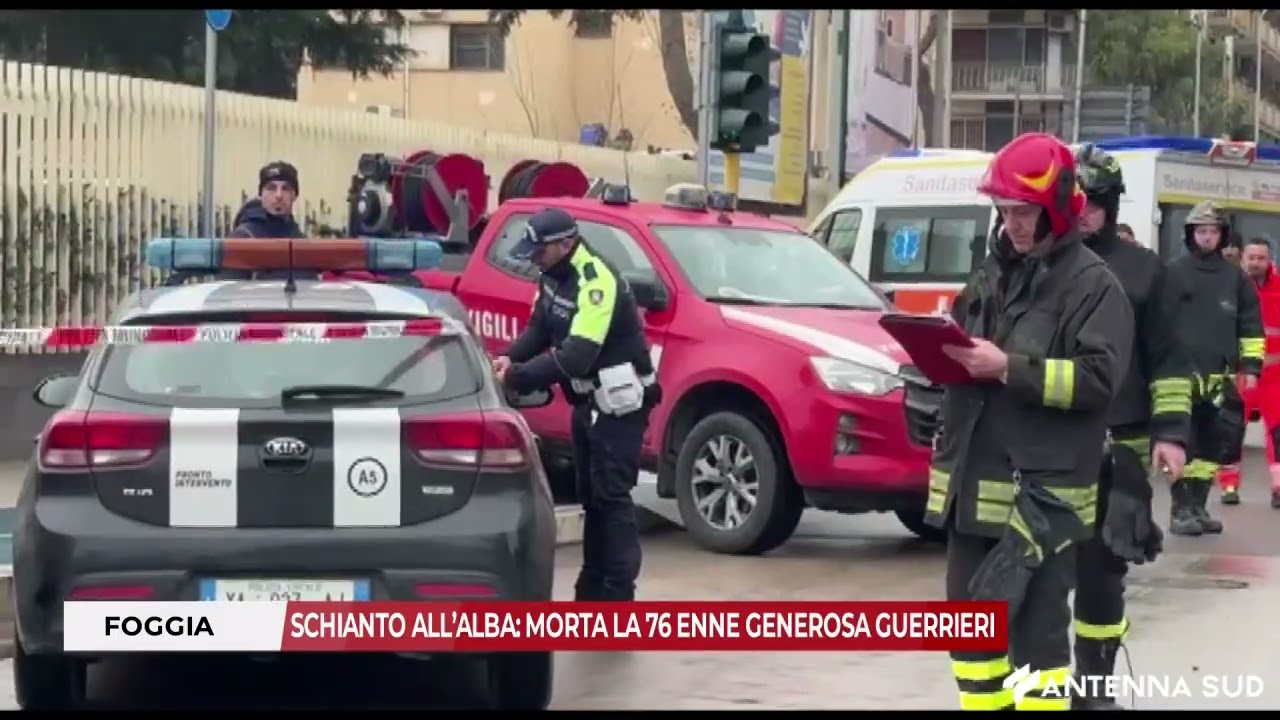 21 GENNAIO 2026 -  FOGGIA, SCHIANTO ALL’ALBA: MORTA LA 76 ENNE GENEROSA GUERRIERI