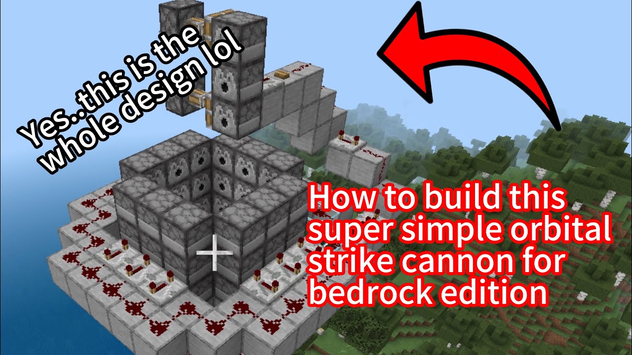 Super simple orbital￼ strike cannon for bedrock edition tutorial #minecraft #gaming #redstone 