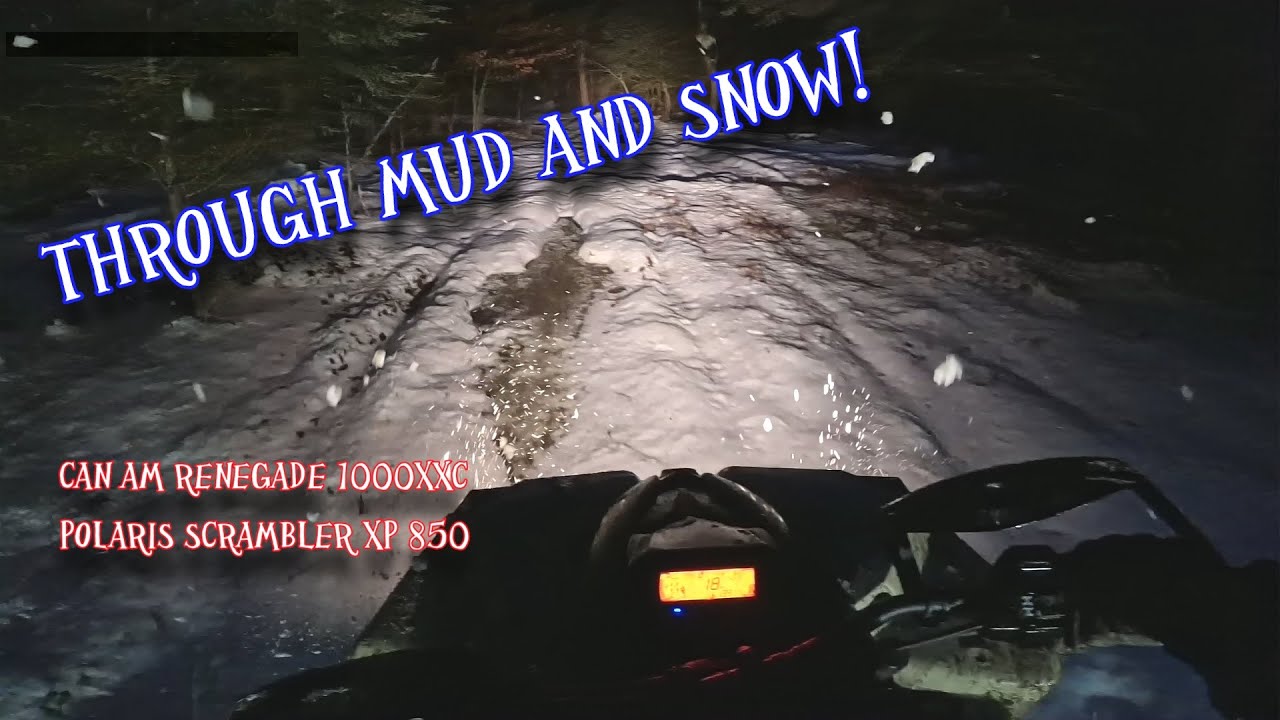 Ripping through the night! - ATV snow riding - Can Am Renegade 1000xxc - Polaris Scrambler XP 850