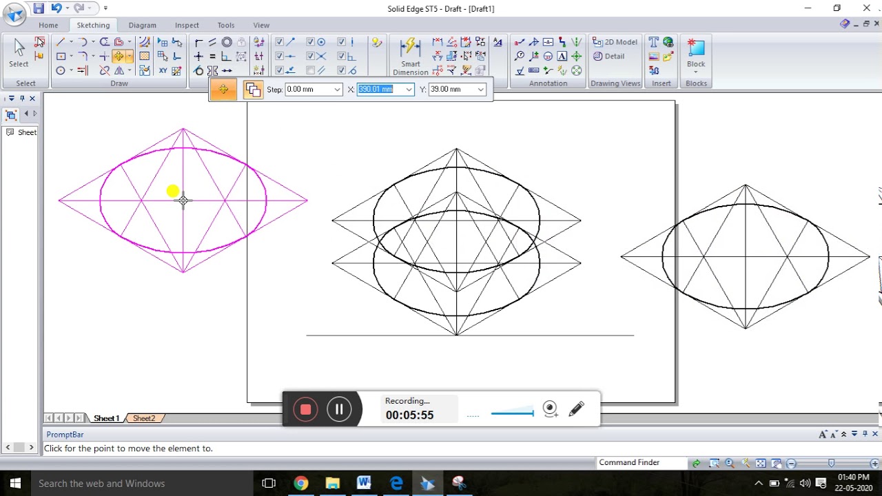 VTU# 1st Year# Engg Graphics@ Solid Edge @ Isometric Projection#22