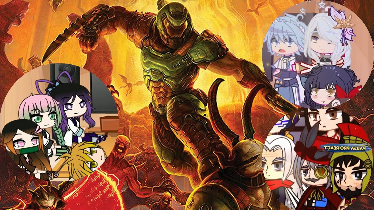 Demon Slayer, Record Ragnarok, Genshin Impact react to Doom Slayer Compilation