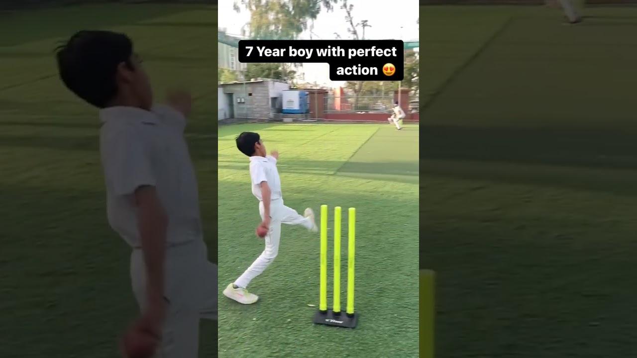 7 year old boy amazing perfect action🔥 #shorts #cricket #viral #trending #ytshorts #youtube #bowling