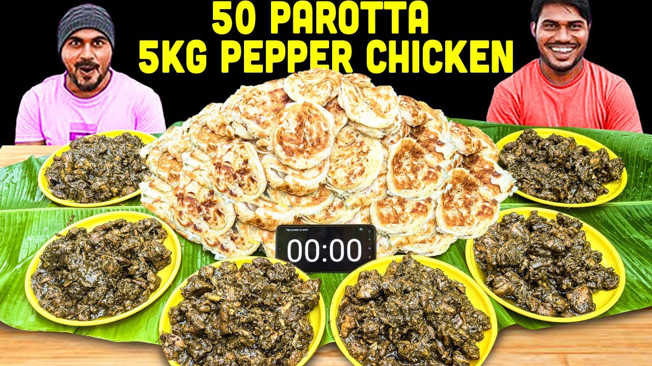 Parotta & Pepper Chicken Eating Challenge in 5 Minutes | Mad Brothers