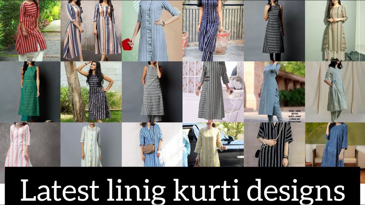 Stylish Striped Kurti Ideas For Womens || Lining Kurti Designs 2022 || Kurti Designs With Stripe
