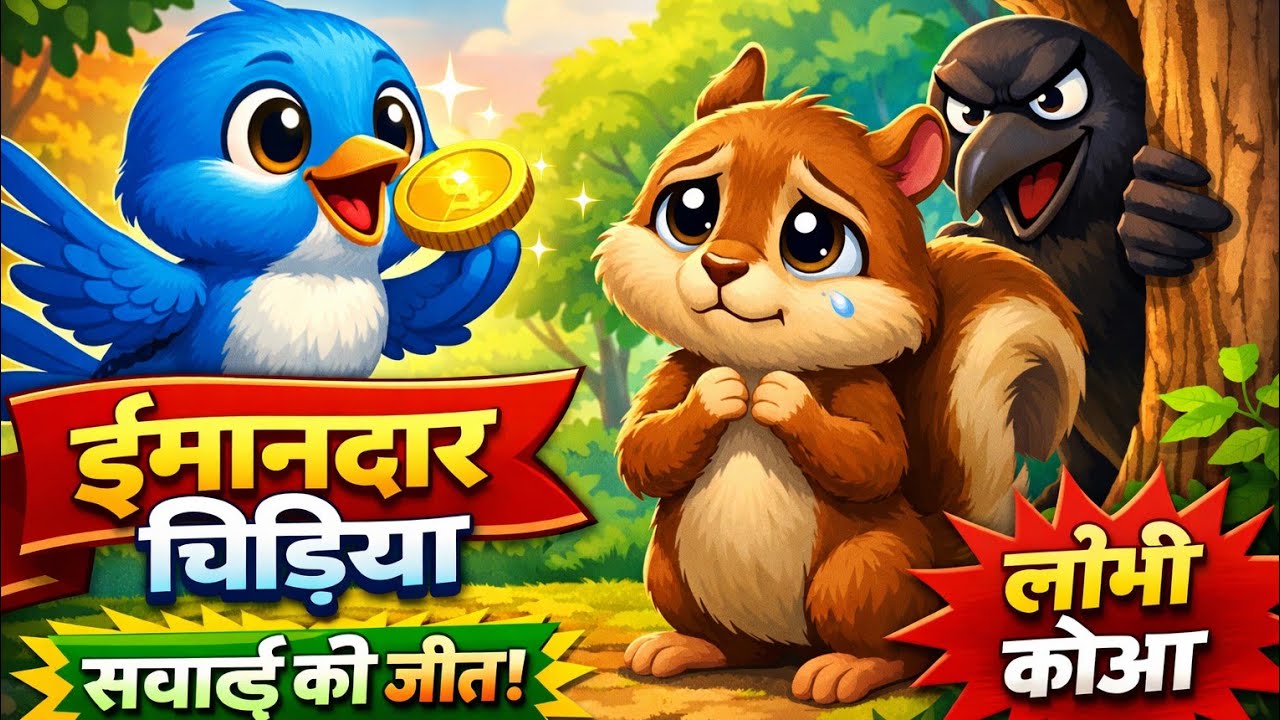 ईमानदार चिड़िया और लालची कौआ | Cartoon | Kids Cartoon Moral Story in Hindi