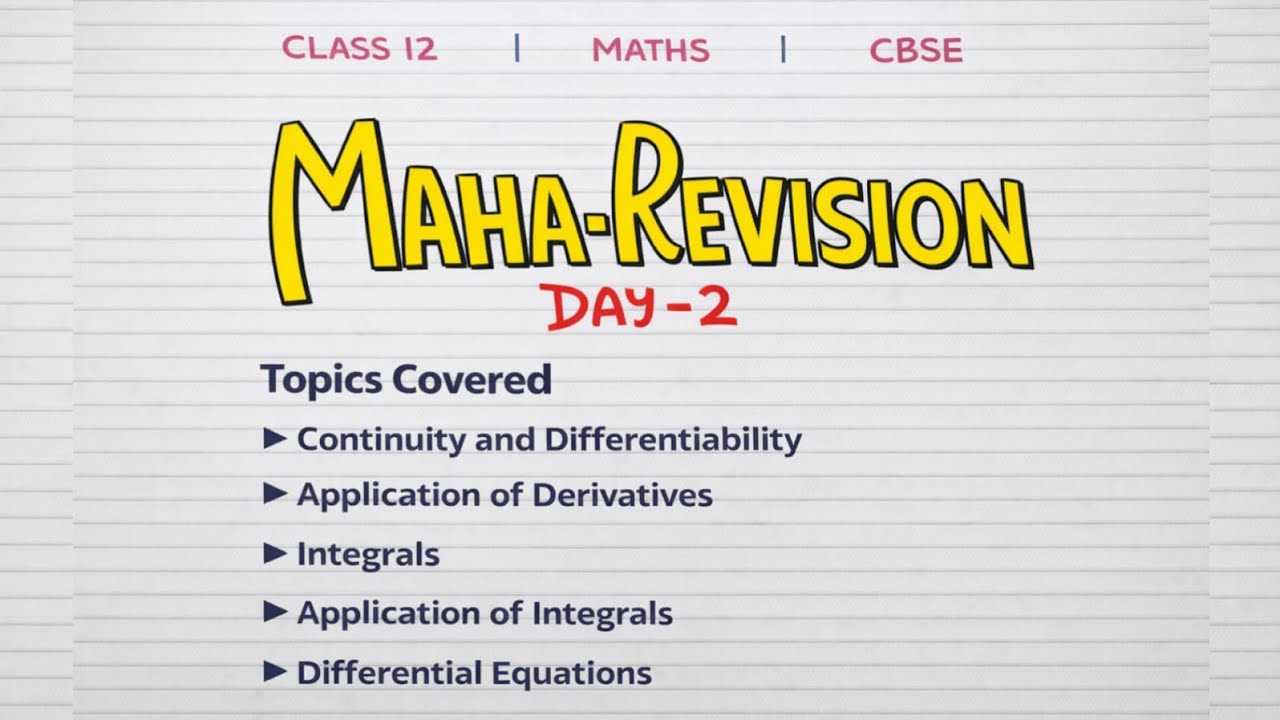 final maha revision day 2 calculus integration differentiation #importantquestions #classs12 #cbse