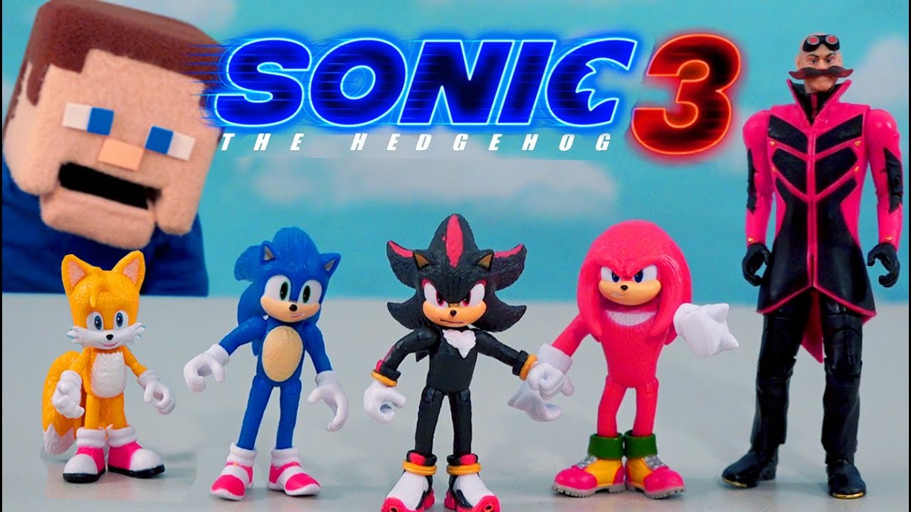 Sonic 3 Movie FIGURES - Complete Set w/ Shadow the Hedgehog Gift Pack