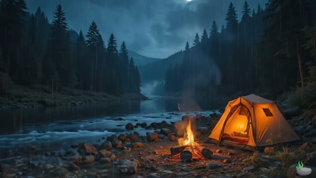 Heavy Rain Outside the Tent 🔥 | Fireplace Camping ASMR