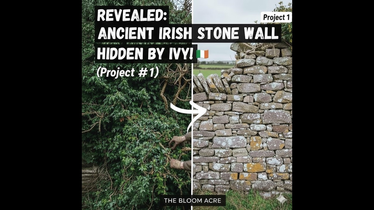Revealed an ancient stone wall hidden by ivy.