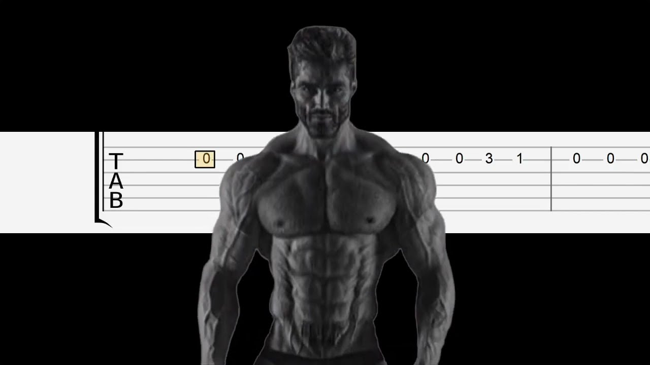 GIGACHAD MEME THEME (SLOW EASY Guitar Tabs Tutorial)