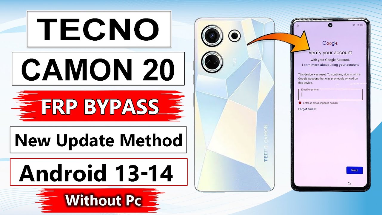 Tecno Camon 20 FRP Bypass Android 13/14✔ Tecno Camon 20 FRP Unlock✔ Google Account Bypass Without Pc
