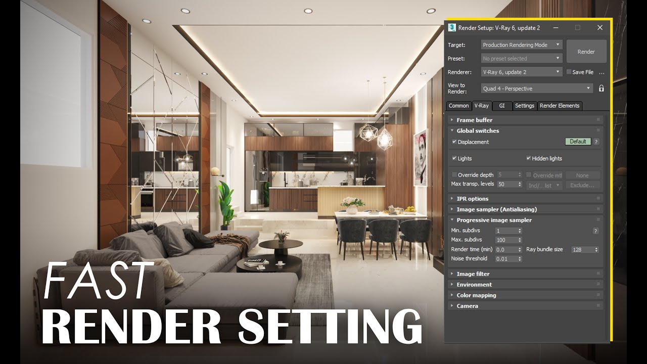 Fast Interior render setting in VRay 3ds Max 2024 _ Vray 6 _ CG Deep