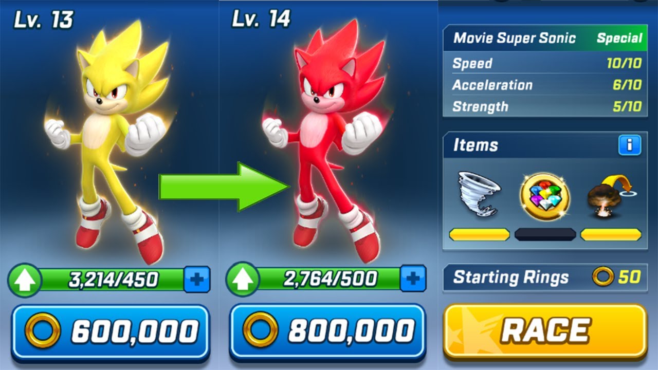 Sonic Forces - My Movie Super Sonic It's on Fire - Use 600K Gold Rings to Level 14 Upgraed Gameplay