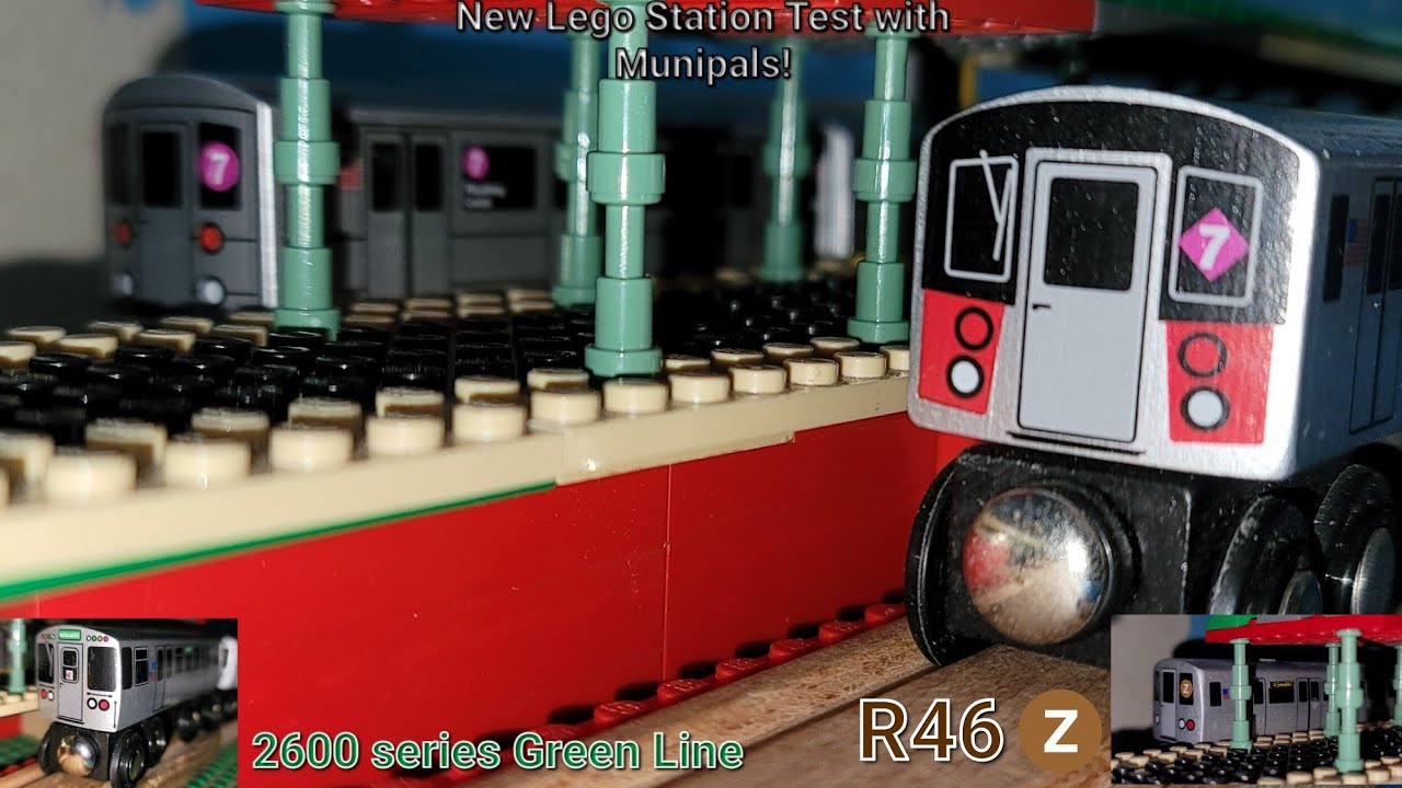 MTA/CTA New Lego Station Test with Munipals feat. Customized R46 Z train & 2600 series Green Line!!!