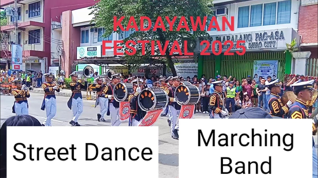 DMMA MARCHING BAND AND MAJORETTES DANCING IN THE STREETS DURING KADAYAWAN 2025 PARADE