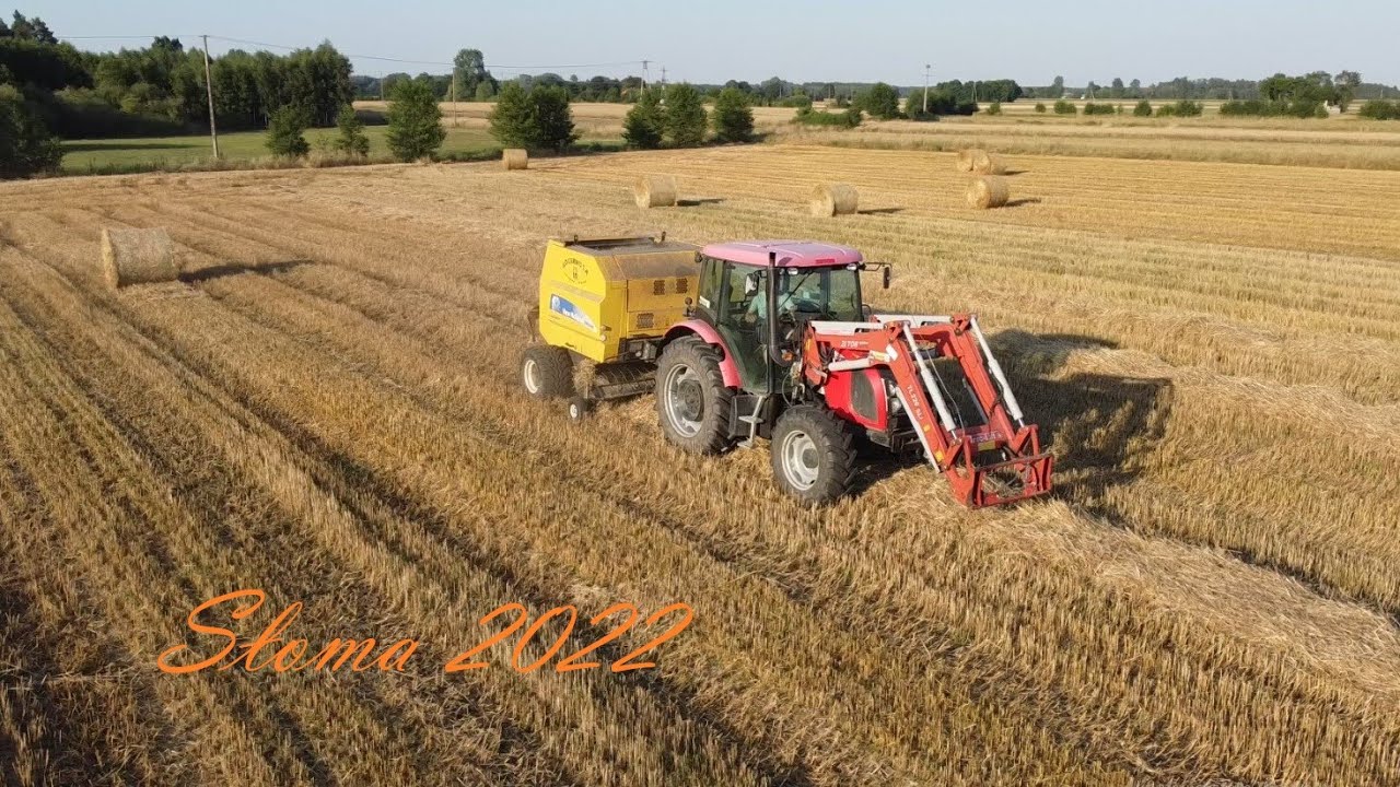 Prasowanie słomy 2022 z Zetor Proxima 90 + New Holland BR6090