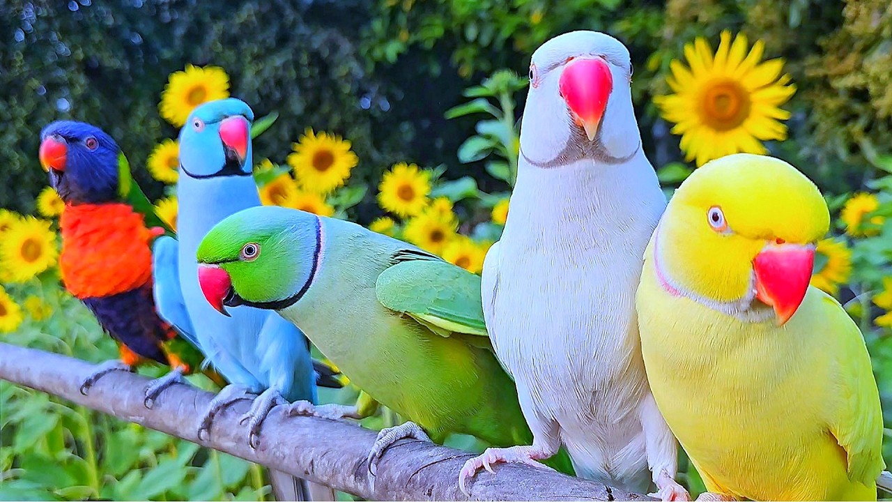 Colorful Parrots Talking Natural Sounds
