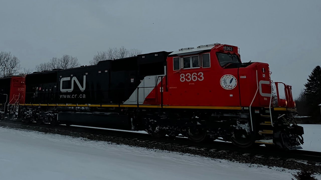 Canadian national eastbound M394 8363+8322+mid DPU 3261 Bancroft Michigan January 31 2026