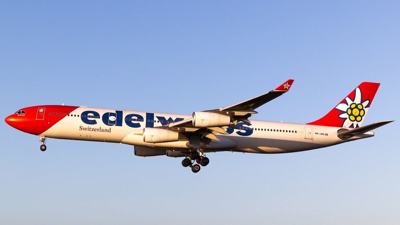 Edelweiss Airbus A340-300 Landing at Pristina (4K)